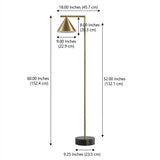 Chelsea 60" Metal/Marble Cone Shade LED Floor Lamp Brass/Black – DIM