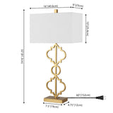 Selina 32" Iron Ogee Trellis Modern LED USB Table Lamp - JONATHAN Y