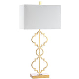 Selina 32" Iron Ogee Trellis Modern LED USB Table Lamp - JONATHAN Y