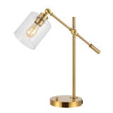 Kathryn Classic 23" Iron/Seeded Glass Adjustable Head Modern USB Charging LED Task Lamp - JONATHAN Y