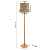 Ocata 61" Coastal Bohemian Iron/Rattan LED Floor Lamp with Pull-Chain - JONATHAN Y