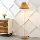 Nando 61" Coastal Bohemian Iron/Rattan LED Floor Lamp with Pull-Chain