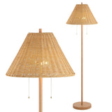 Nando 61" Coastal Bohemian Iron/Rattan LED Floor Lamp with Pull-Chain