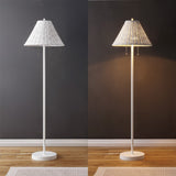 Nando 61" Coastal Bohemian Iron/Rattan LED Floor Lamp with Pull-Chain