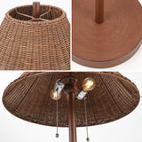 Nando 61" Coastal Bohemian Iron/Rattan LED Floor Lamp with Pull-Chain