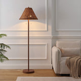 Nando 61" Coastal Bohemian Iron/Rattan LED Floor Lamp with Pull-Chain