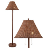 Nando 61" Coastal Bohemian Iron/Rattan LED Floor Lamp with Pull-Chain