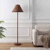 Nando 61" Coastal Bohemian Iron/Rattan LED Floor Lamp with Pull-Chain