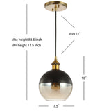 Nixon 7.5" Adjustable Drop Globe Metal/Glass LED Pendant - JONATHAN Y