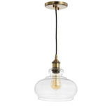 Wyatt 9.5" Adjustable Drop Pharmacy Metal/Glass LED Pendant - JONATHAN Y