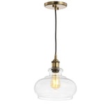 Wyatt 9.5" Adjustable Drop Pharmacy Metal/Glass LED Pendant - JONATHAN Y