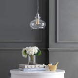 Wyatt 9.5" Adjustable Drop Pharmacy Metal/Glass LED Pendant - JONATHAN Y