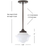 Kurtz School House Adjustable Drop Metal/Glass LED Pendant