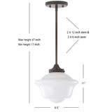 Kurtz School House Adjustable Drop Metal/Glass LED Pendant