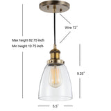 Cleo 5.5" Adjustable Metal/Glass LED Pendant - JONATHAN Y