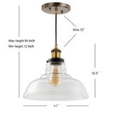 Litchfield 11" Farmhouse Metal/Glass LED Pendant - JONATHAN Y