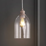 Fontaine 6.25" Adjustable Greige Glass LED Pendant - JONATHAN Y