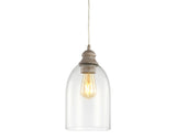 Fontaine 6.25" Adjustable Greige Glass LED Pendant - JONATHAN Y