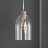 Fontaine 6.25" Adjustable Greige Glass LED Pendant - JONATHAN Y