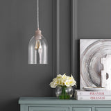 Fontaine 6.25" Adjustable Greige Glass LED Pendant - JONATHAN Y