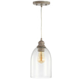 Fontaine 6.25" Adjustable Greige Glass LED Pendant - JONATHAN Y
