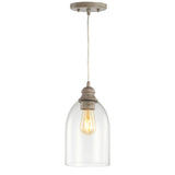 Fontaine 6.25" Adjustable Greige Glass LED Pendant - JONATHAN Y