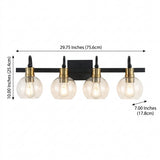 Marais Iron/Glass Rustic Vintage LED Vanity Light Black/Brass Gold / 4 Sockets – DIM