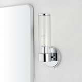 Cecil Tall Cylinder Iron/Striped Glass Modern Mid-Century LED Vanity - JONATHAN Y