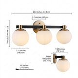 Modernist Globe Metal/Frosted Glass Modern Contemporary LED Vanity Brass Gold/Black / 3 Sockets – DIM