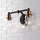 Manhattan Vintage Metal/Glass Industrial Rustic LED Vanity - JONATHAN Y