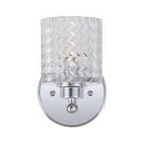 Spaulding Vintage Iron/Chevron Pattern Glass Farmhouse Cottage LED Vanity Light - JONATHAN Y