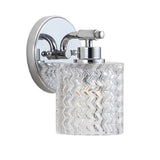 Spaulding Vintage Iron/Chevron Pattern Glass Farmhouse Cottage LED Vanity Light - JONATHAN Y