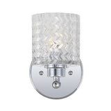 Spaulding Vintage Iron/Chevron Pattern Glass Farmhouse Cottage LED Vanity Light - JONATHAN Y