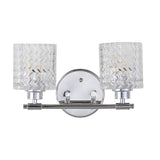 Spaulding Vintage Iron/Chevron Pattern Glass Farmhouse Cottage LED Vanity Light - JONATHAN Y