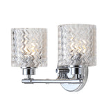 Spaulding Vintage Iron/Chevron Pattern Glass Farmhouse Cottage LED Vanity Light - JONATHAN Y