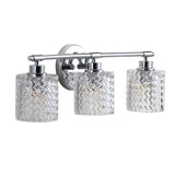 Spaulding Vintage Iron/Chevron Pattern Glass Farmhouse Cottage LED Vanity Light