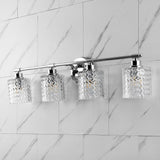 Spaulding Vintage Iron/Chevron Pattern Glass Farmhouse Cottage LED Vanity Light