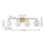 Louis Parisian Globe 31" 4-Light Metal/Frosted Glass Modern Contemporary LED Vanity Light
