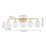 Louis Parisian Globe 31" 4-Light Metal/Frosted Glass Modern Contemporary LED Vanity Light