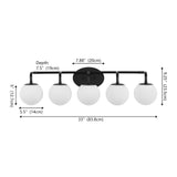 Louis Parisian Globe 31" 4-Light Metal/Frosted Glass Modern Contemporary LED Vanity Light