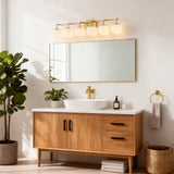 Louis Parisian Globe 31" 4-Light Metal/Frosted Glass Modern Contemporary LED Vanity Light