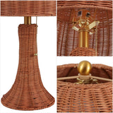 Joanie 22" Bohemian Rustic Woven Rattan LED Table Lamp with Pull Chain