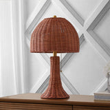 Joanie 22" Bohemian Rustic Woven Rattan LED Table Lamp with Pull Chain