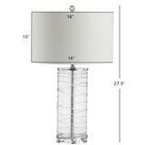 Cole 27.5" Modern Fused Glass Cylinder LED Table Lamp - JONATHAN Y