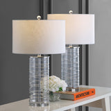 Cole 27.5" Modern Fused Glass Cylinder LED Table Lamp - JONATHAN Y