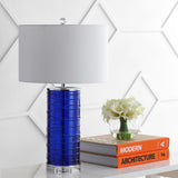 Cole 27.5" Modern Fused Glass Cylinder LED Table Lamp Set 2