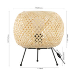 Palma 10.75" Bohemian Rustic Iron/Rattan LED Mini Table Lamp with Smart Bulb - JONATHAN Y