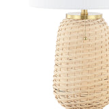 Chakrii 25" Rustic Bohemian Iron/Rattan LED Table Lamp with Pull-Chain - JONATHAN Y