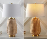 Chakrii 25" Rustic Bohemian Iron/Rattan LED Table Lamp with Pull-Chain - JONATHAN Y