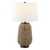 Chakrii 25" Rustic Bohemian Iron/Rattan LED Table Lamp with Pull-Chain - JONATHAN Y
